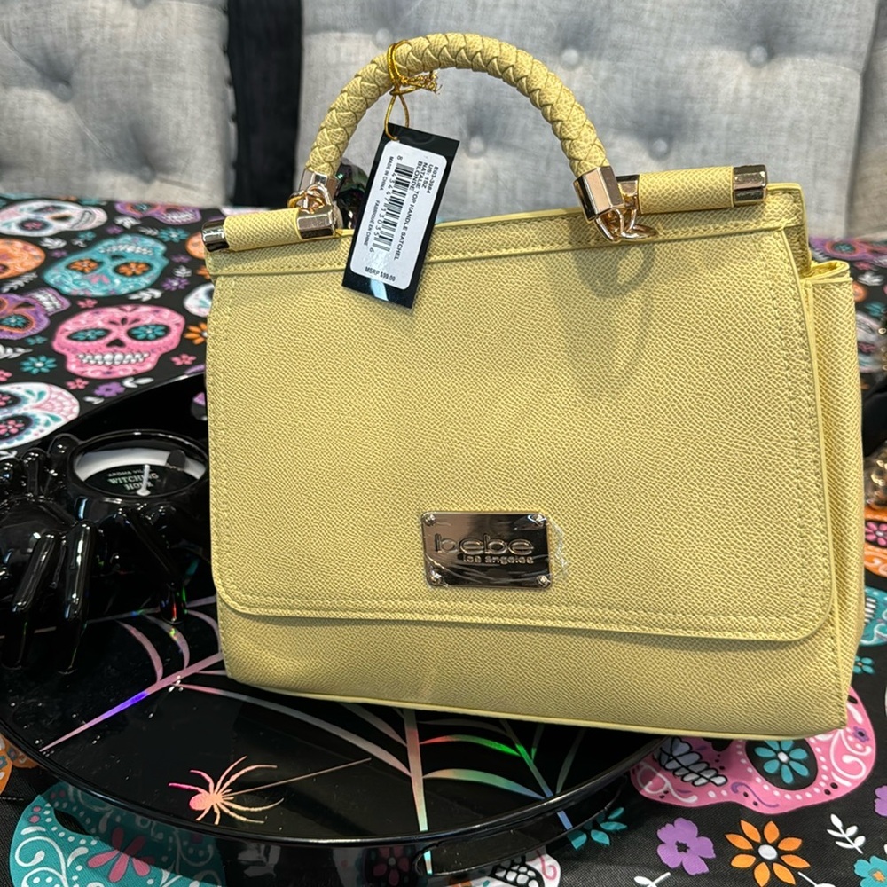 Bebe Natalie top handle satchel blonde